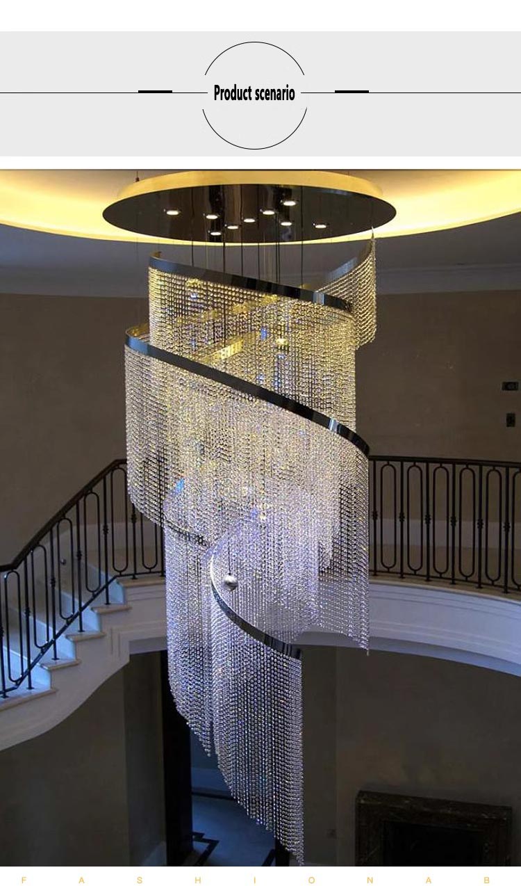 Luxury Design Big Chandelier for High Ceiling Hotel Home Staircase Luxury Entrance Crystal Chandelier Pendant Light (7) Lámpara de araña grande de diseño de lujo para techo alto, escalera de casa de hotel, lámpara colgante de cristal de entrada de lujo (7)