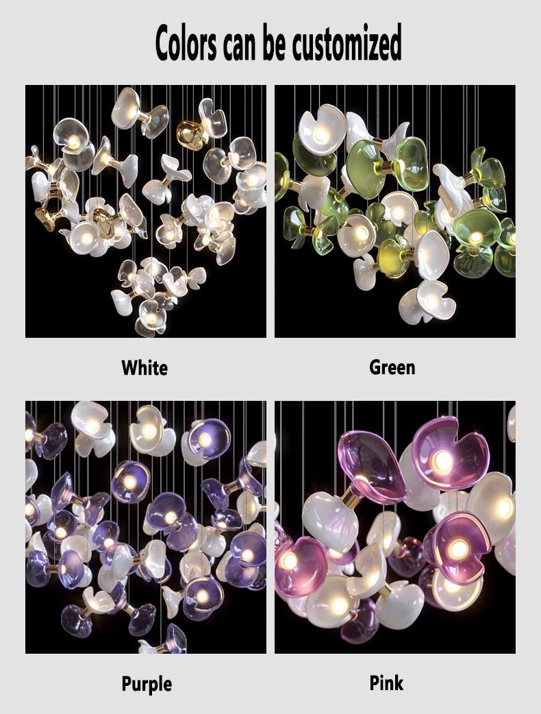 Modern Hotel Lobby Decoration Lighting Dining Room Living Room Custom Glass Chandeliers Pendant Lighting (10) Iluminación moderna para decoración del vestíbulo del hotel, comedor, sala de estar, lámparas de cristal personalizadas, iluminación colgante (10)