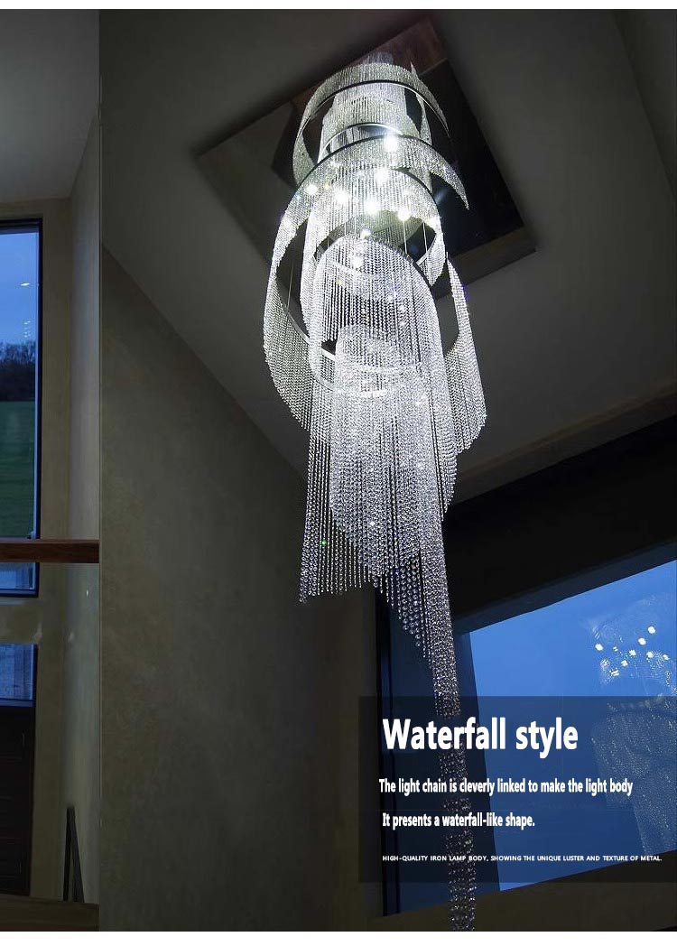Luxury Design Big Chandelier for High Ceiling Hotel Home Staircase Luxury Entrance Crystal Chandelier Pendant Light (11) Lámpara de araña grande de diseño de lujo para techo alto, escalera de casa de hotel, lámpara colgante de cristal de entrada de lujo (11)