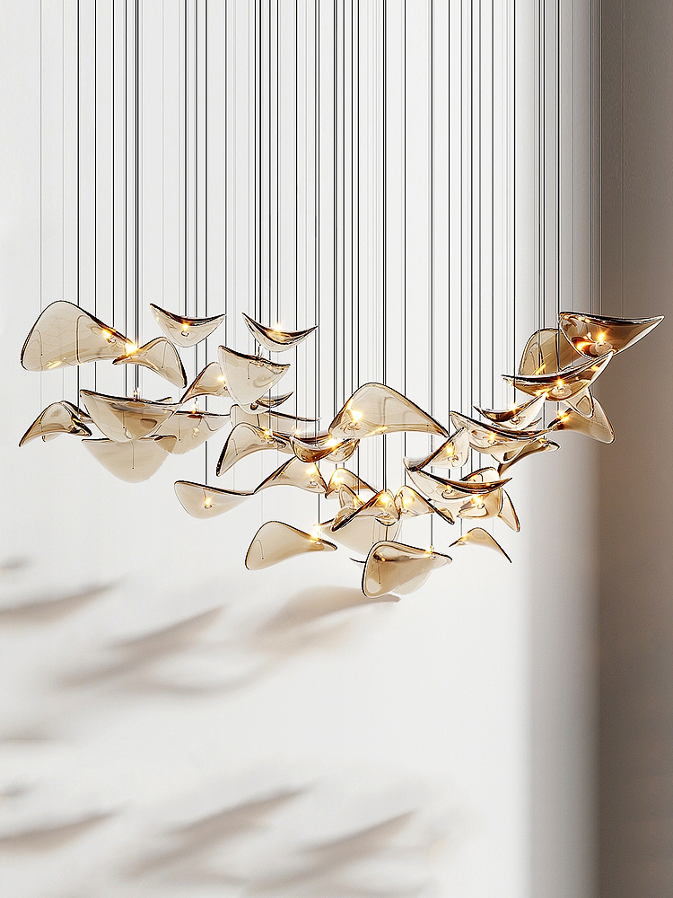 Modern Hotel Lobby Villa Decoration Pendant Light Custom Large Project LED Glass Chandelier (6) Moderno vestíbulo de hotel, decoración de villa, lámpara colgante, proyecto grande personalizado, lámpara de cristal LED (6)