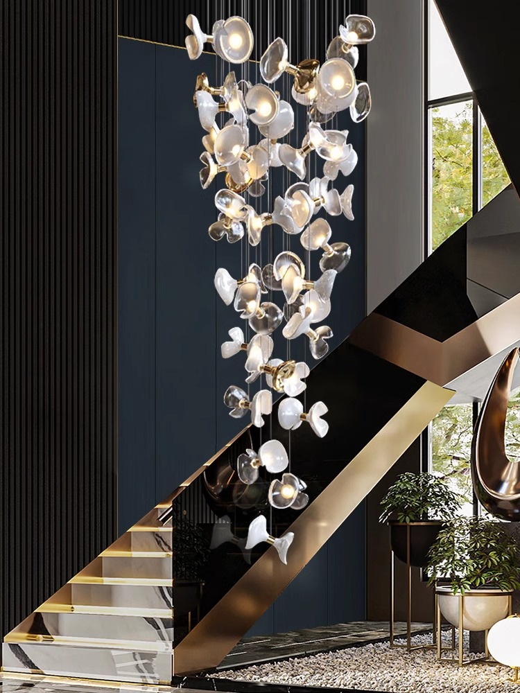 Modern Hotel Lobby Decoration Lighting Dining Room Living Room Custom Glass Chandeliers Pendant Lighting (7) Iluminación moderna para decoración del vestíbulo del hotel, comedor, sala de estar, lámparas de cristal personalizadas, iluminación colgante (7)