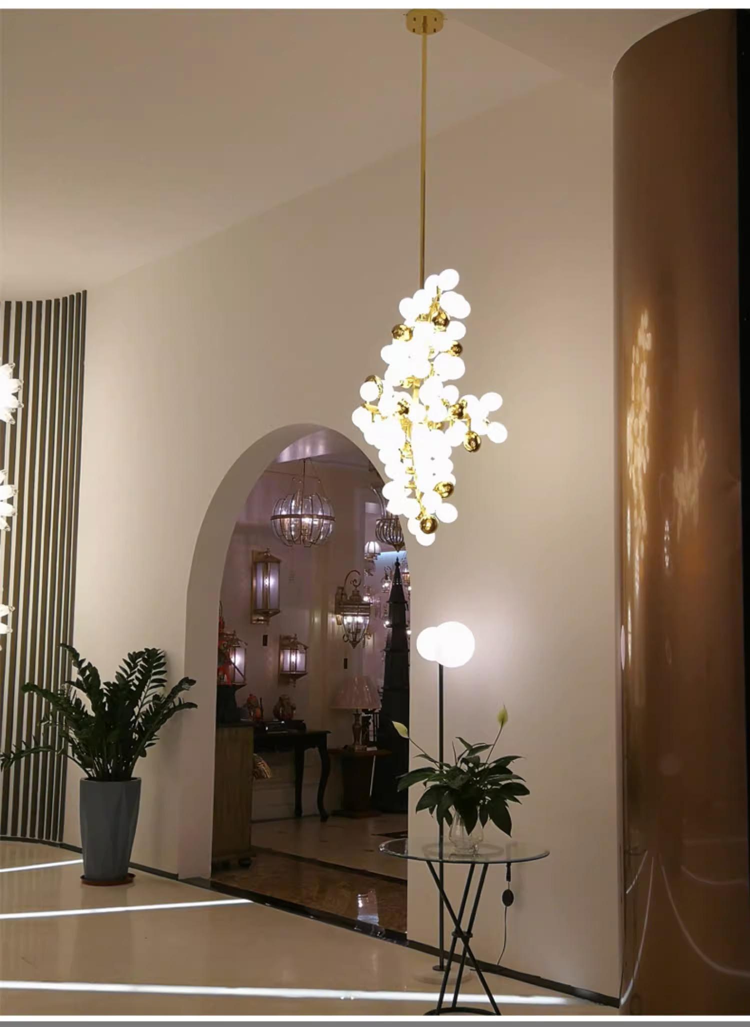 Grape Shape Hanging Lamp Decorative Banquet Hall Villa Hotel Lobby Modern Glass Led Chandelier (13) Lámpara colgante con forma de uva, sala de banquetes decorativa, vestíbulo del hotel, lámpara LED de cristal moderna (13)