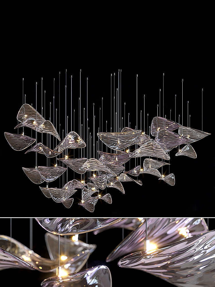 Modern Hotel Lobby Villa Decoration Pendant Light Custom Large Project LED Glass Chandelier (10) Lámpara colgante moderna para decoración de villa, vestíbulo de hotel, proyecto grande personalizado, lámpara de cristal LED (10)