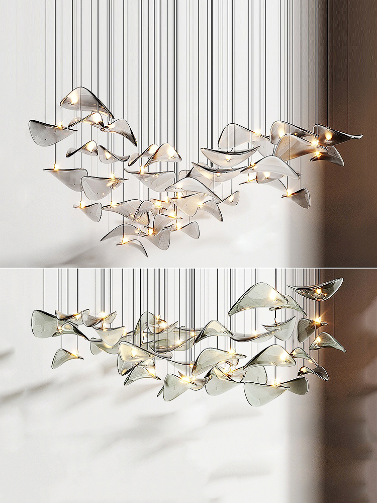 Modern Hotel Lobby Villa Decoration Pendant Light Custom Large Project LED Glass Chandelier (7) Lámpara colgante moderna para decoración de villa, vestíbulo de hotel, proyecto grande personalizado, lámpara de cristal LED (7)