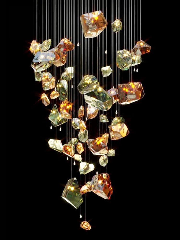 Custom Project Hanging Light Luxury Modern Glass Ceiling Chandeliers Pendant Lighting Hotel Banquet Hall Stairs Lamp (6) Proyecto personalizado Lámpara colgante Lámparas de techo de vidrio modernas de lujo Iluminación colgante Hotel Banquet Hall Lámpara de escaleras (6)
