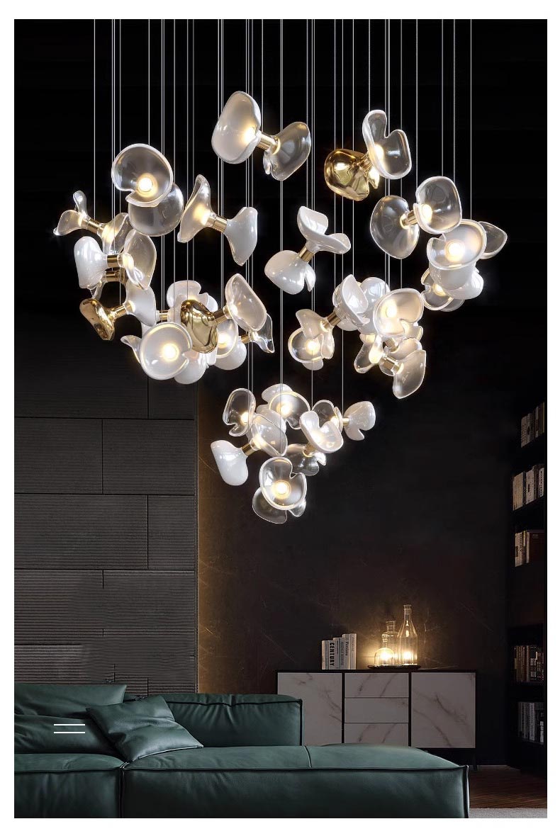 Modern Hotel Lobby Decoration Lighting Dining Room Living Room Custom Glass Chandeliers Pendant Lighting (9) Iluminación moderna para decoración del vestíbulo del hotel, comedor, sala de estar, lámparas de cristal personalizadas, iluminación colgante (9)