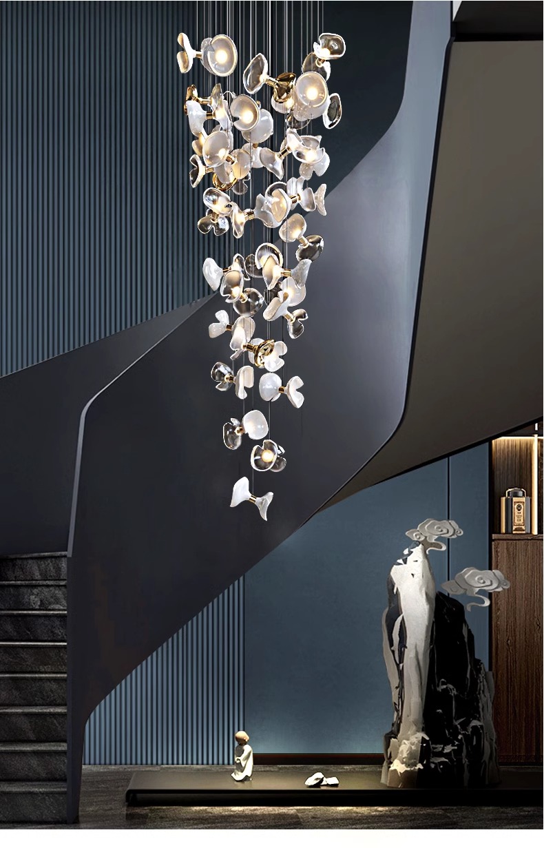 Modern Hotel Lobby Decoration Lighting Dining Room Living Room Custom Glass Chandeliers Pendant Lighting (14) Iluminación moderna de la decoración del vestíbulo del hotel Comedor Sala de estar Lámparas de cristal personalizadas Iluminación colgante (14)