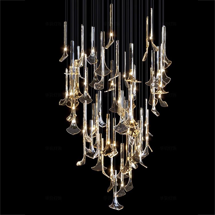 Candelabro de cristal moderno para vestíbulo de hotel, luces colgantes, escaleras de Villa, candelabros personalizados de acero inoxidable