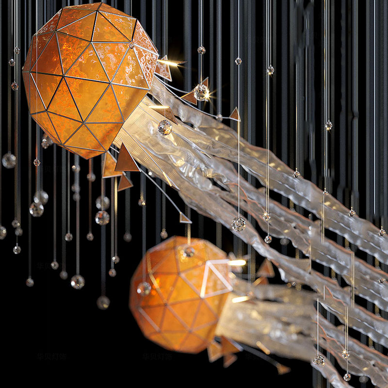Luz colgante de medusas giratoria de barra de acrílico personalizada moderna