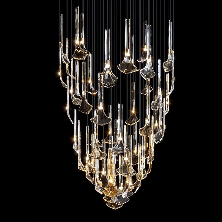 Candelabro de cristal moderno para vestíbulo de hotel, luces colgantes, escaleras de Villa, candelabros personalizados de acero inoxidable