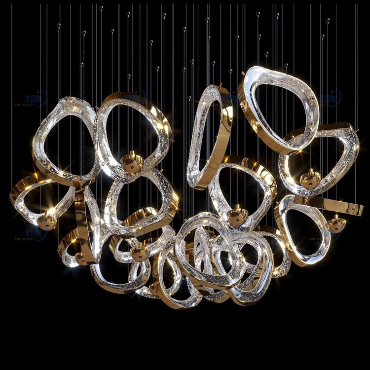 Estilo moderno, decoración interior, Villa, vestíbulo del Hotel, gran iluminación colgante de araña de cristal italiana moderna de mediados de siglo