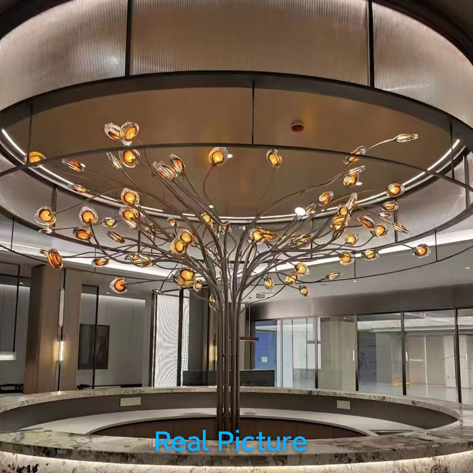 Iluminación personalizada para lámpara con forma de pilar y rama de centro comercial