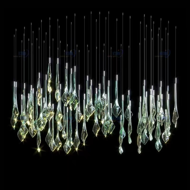 Candelabro de cristal moderno para vestíbulo de hotel, luces colgantes, escaleras de Villa, candelabros personalizados de acero inoxidable