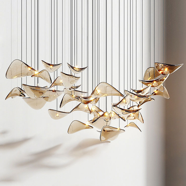 Araña de cristal LED del proyecto grande de encargo de la luz pendiente de la decoración de la villa del vestíbulo del hotel moderno