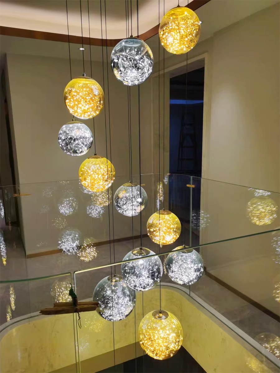 L&aacute;mpara de ara&ntilde;a LED decorativa moderna con bola de escalera de centro comercial del vest&iacute;bulo del hotel de estilo n&oacute;rdico para el hogar (1)
