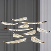 Candelabro de hojas de cristal para vestíbulo de hotel, lámpara artística de cristal para salón de banquetes, lámparas personalizadas, iluminación colgante