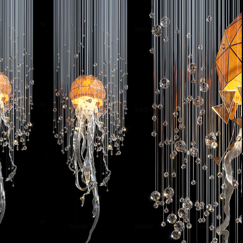 Luz colgante de medusas giratoria de barra de acrílico personalizada moderna