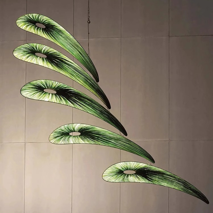 Lámpara de araña de hoja de arce de arte moderno, iluminación colgante decorativa personalizada para restaurante y Hotel