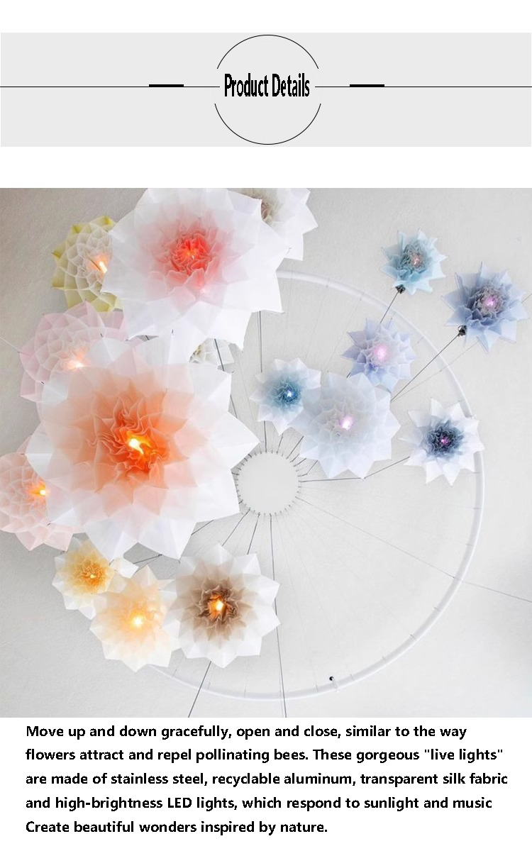 Grandes flores el&eacute;ctricas Led iluminaci&oacute;n abierta y cerrada autom&aacute;ticamente mec&aacute;nica cin&eacute;tica elevaci&oacute;n flor l&aacute;mpara el&eacute;ctrica (14)