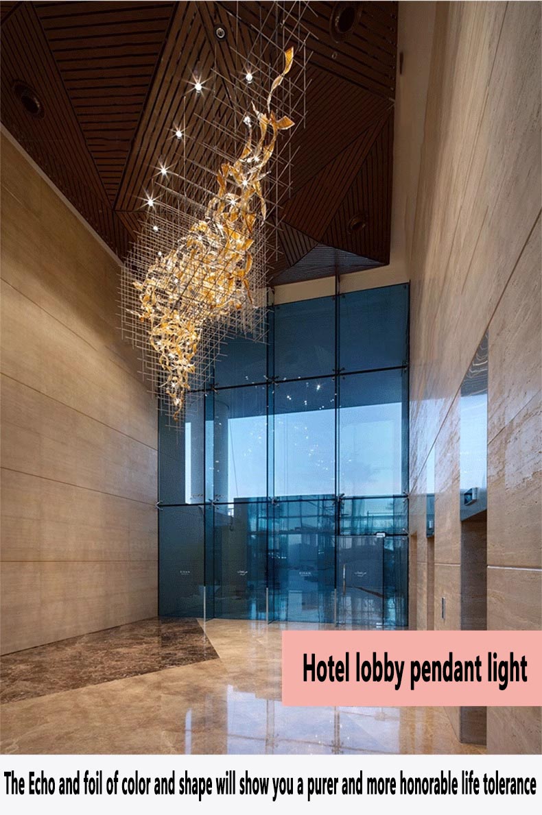 Dise&ntilde;o de proyecto moderno Escalera Sal&oacute;n de banquetes Vest&iacute;bulo del hotel Proyecto moderno Candelabros de vidrio soplado a mano de hotel personalizados no est&aacute;ndar (6)