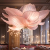 Lámparas de araña personalizadas de flores de acero inoxidable de cristal con iluminación colgante de restaurante grande para vestíbulo de Villa de ingeniería de Hotel de gama alta