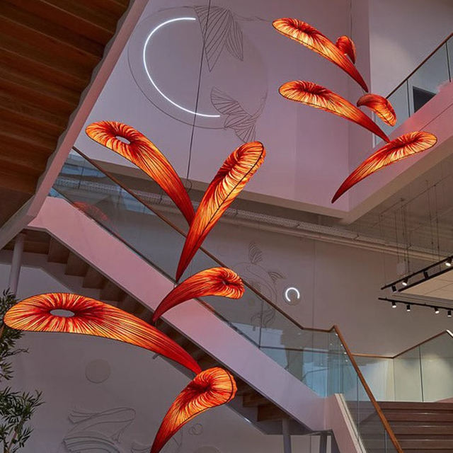 Lámpara de araña de hoja de arce de arte moderno, iluminación colgante decorativa personalizada para restaurante y Hotel