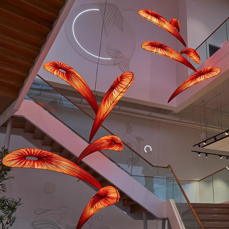 Lámpara de araña de hoja de arce de arte moderno, iluminación colgante decorativa personalizada para restaurante y Hotel