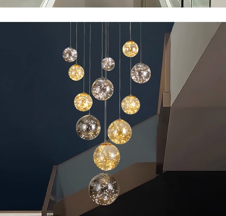 L&aacute;mpara de ara&ntilde;a LED decorativa moderna con bola de escalera de centro comercial del vest&iacute;bulo del hotel de estilo n&oacute;rdico para el hogar (9)