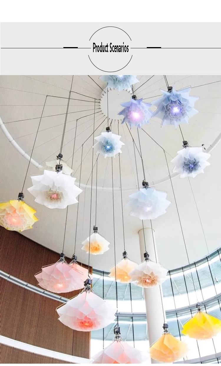 Grandes flores el&eacute;ctricas Led iluminaci&oacute;n abierta y cerrada autom&aacute;ticamente mec&aacute;nica cin&eacute;tica elevaci&oacute;n flor l&aacute;mpara el&eacute;ctrica (7)