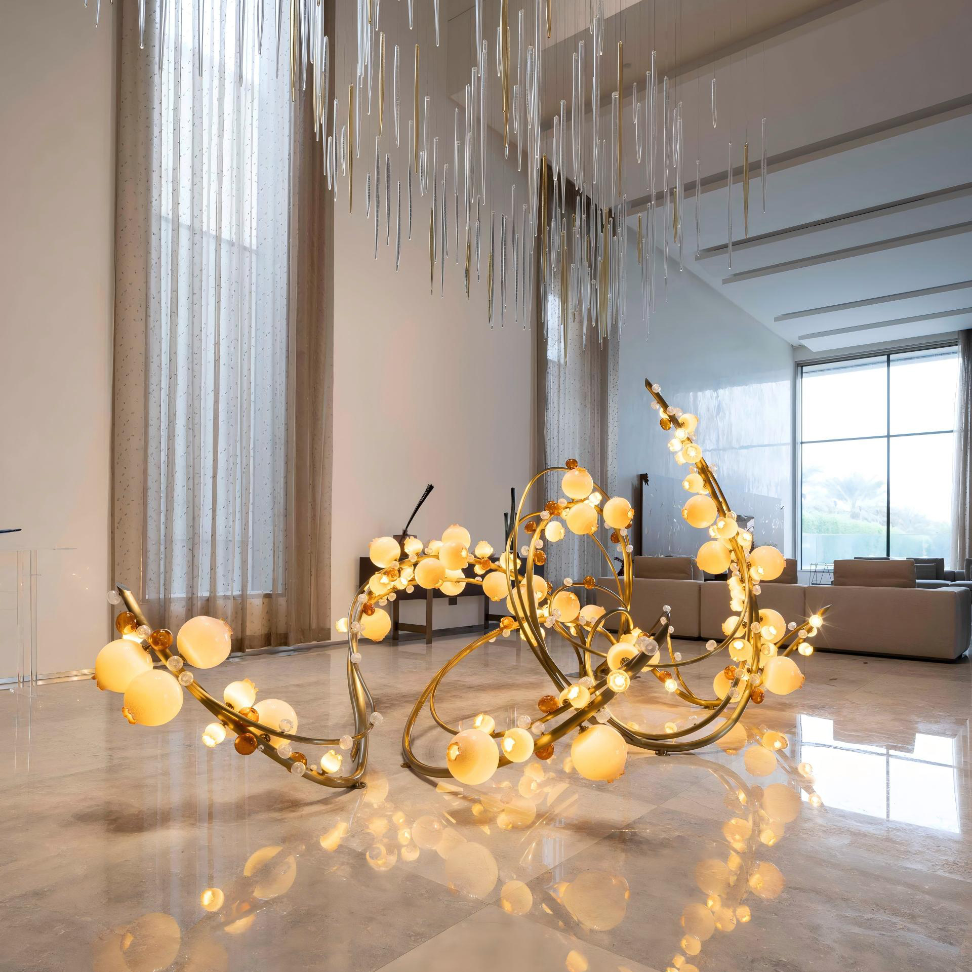 Lámpara colgante de araña personalizada de acero inoxidable, cristal minimalista moderno, vestíbulo de Hotel, decoración de ingeniería, Villa Hall