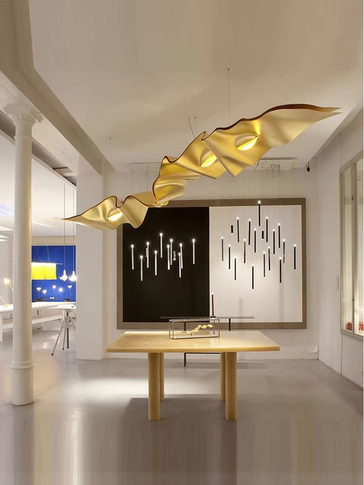 Hanging Minimalist Banquet Hall Villa Stair Chandeliers Modern Luxury Pendant Light Custom Large Led Chandelier (7) Lámpara colgante minimalista para sala de banquetes, Villa, escalera, lámpara colgante de lujo moderna, lámpara Led grande personalizada (7)