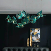 Lámparas de araña personalizadas, luz colgante LED de hojas de loto blancas de cristal contemporáneas