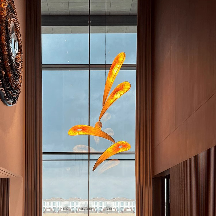 Lámpara de araña de hoja de arce de arte moderno, iluminación colgante decorativa personalizada para restaurante y Hotel