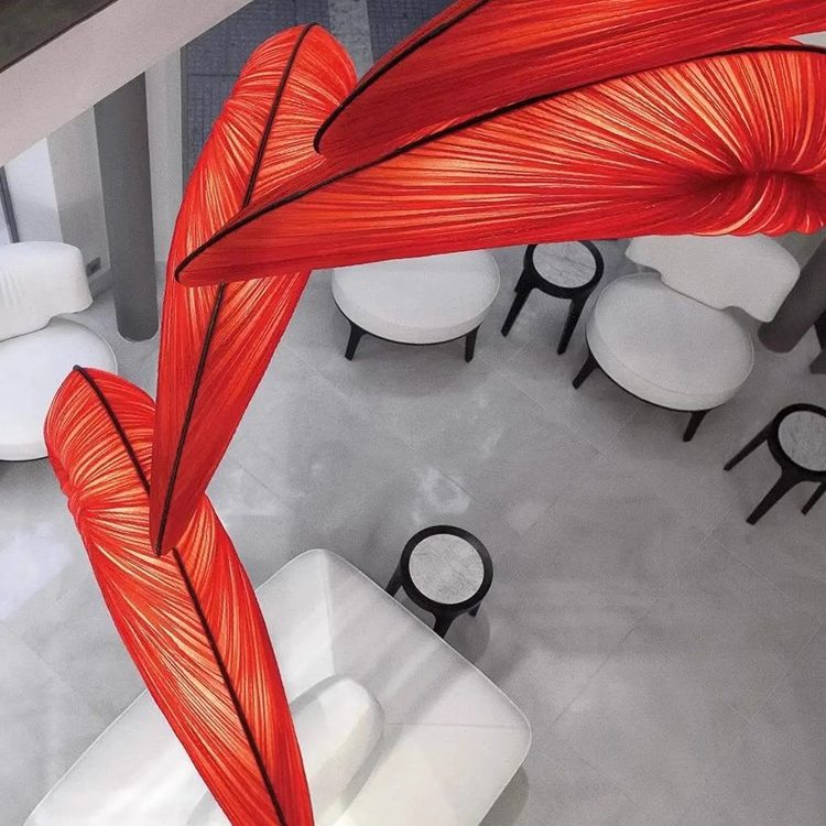 Lámpara de araña de hoja de arce de arte moderno, iluminación colgante decorativa personalizada para restaurante y Hotel