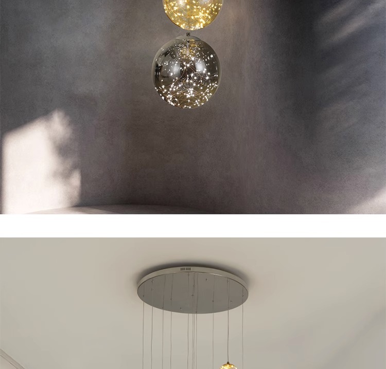 L&aacute;mpara de ara&ntilde;a LED decorativa moderna con bola de escalera de centro comercial del vest&iacute;bulo del hotel de estilo n&oacute;rdico para el hogar (7)