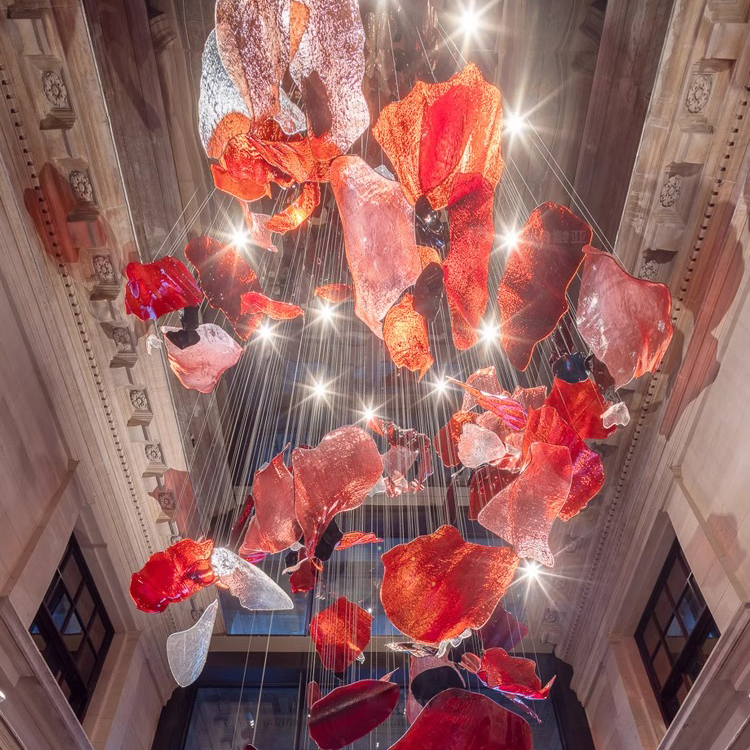 Lámpara grande personalizada para vestíbulo de hotel, colgante de escalera, lámpara de iluminación decorativa de vidrio moderna