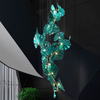 Lámparas de araña personalizadas, luz colgante LED de hojas de loto blancas de cristal contemporáneas