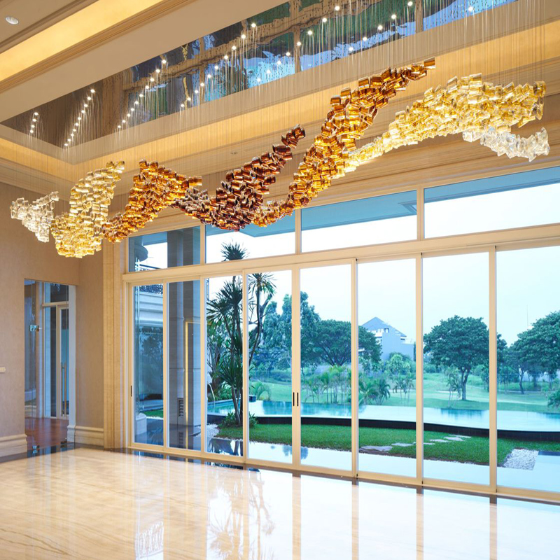 Lámpara colgante de techo de cristal para hotel, proyecto personalizado, sala de banquetes, colgante, gran lujo, moderno