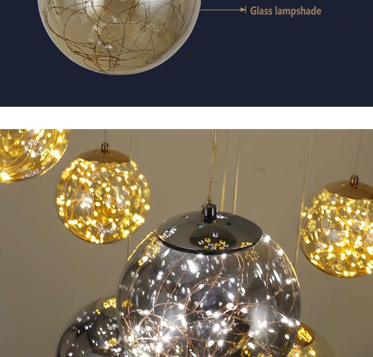 L&aacute;mpara de ara&ntilde;a LED decorativa moderna con bola de escalera de centro comercial del vest&iacute;bulo del hotel de estilo n&oacute;rdico para el hogar (16)