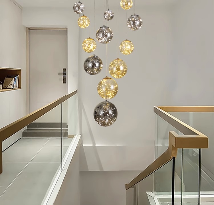 L&aacute;mpara de ara&ntilde;a LED decorativa moderna con bola de escalera de centro comercial del vest&iacute;bulo del hotel de estilo n&oacute;rdico para el hogar (8)