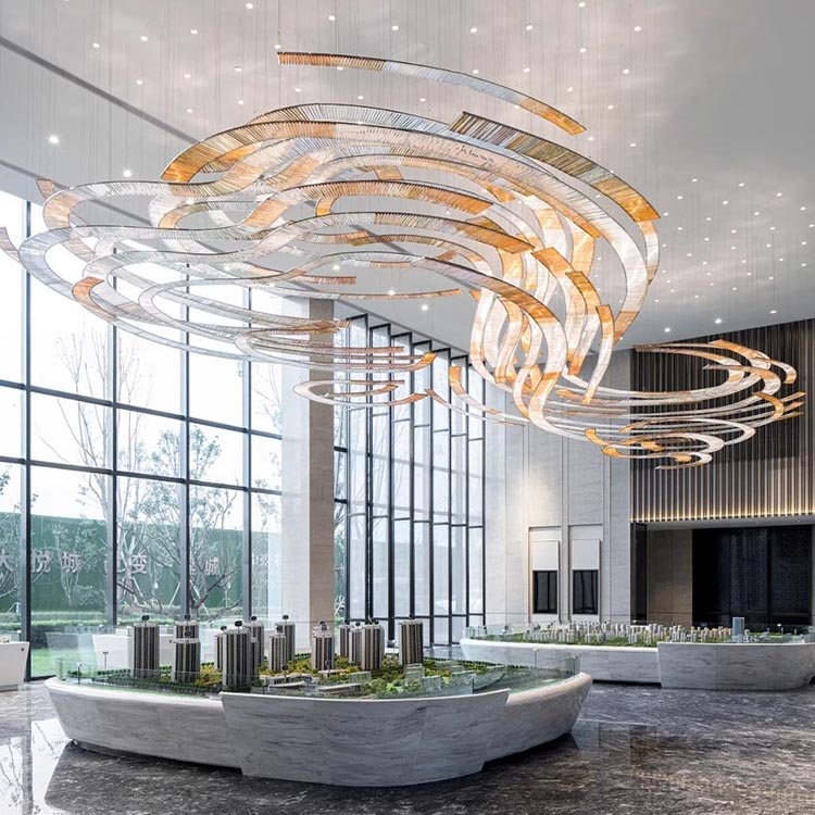 Vestíbulo del hotel, sala de banquetes, modelo de habitación, modelado artístico, decoración creativa, iluminación colgante de araña personalizada