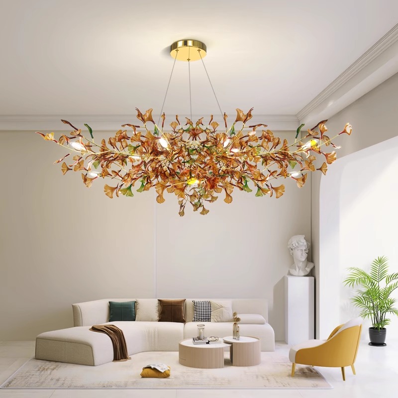 Lámpara de techo con ramas de árbol de aluminio, diseño de gota de lluvia de lujo, para sala de estar, Villa, candelabro decorativo de cristal dorado K9