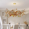 Lámpara de techo con ramas de árbol de aluminio, diseño de gota de lluvia de lujo, para sala de estar, Villa, candelabro decorativo de cristal dorado K9