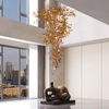 Lámpara de techo con ramas de árbol de aluminio, diseño de gota de lluvia de lujo, para sala de estar, Villa, candelabro decorativo de cristal dorado K9