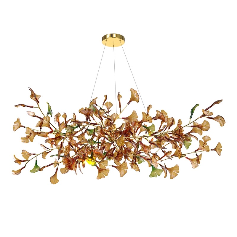 Lámpara de techo con ramas de árbol de aluminio, diseño de gota de lluvia de lujo, para sala de estar, Villa, candelabro decorativo de cristal dorado K9