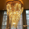 Luces de techo de decoración de boda de diseño de lujo, luces de araña de cortina de cuentas de cristal para eventos de boda